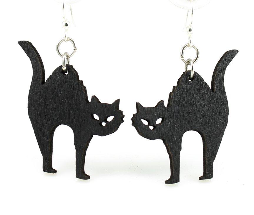 Spooky Black Cat Halloween Earrings