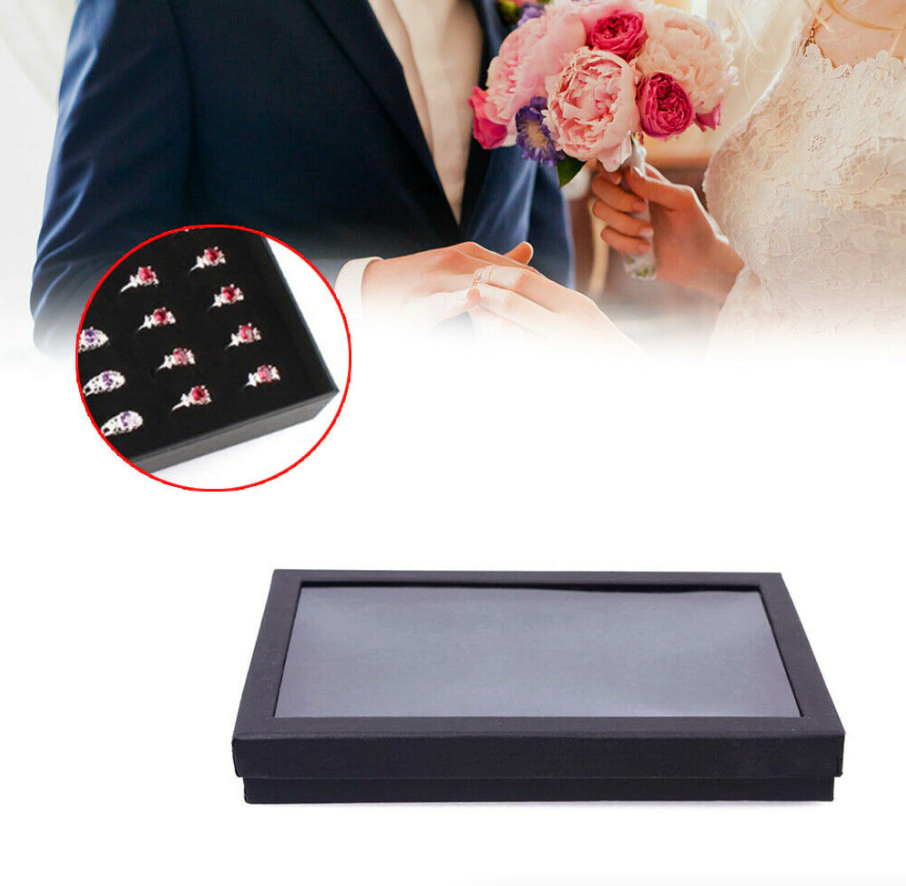 100 Slots Jewelry Ring Display Organizer Tray Holder Earrings Storage