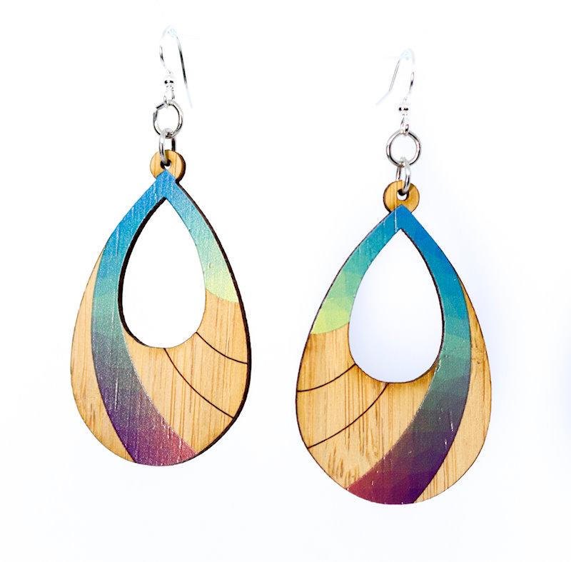 🌈 Prism Bamboo Teardrop Earrings - Eco-Chic Statement Style