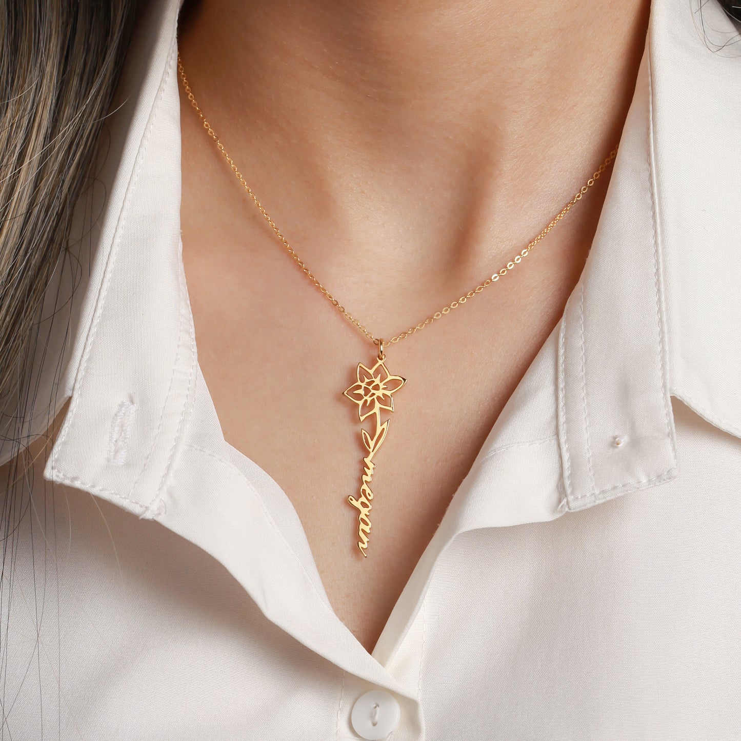 πΈ Birth Flower Name Necklace - Custom Floral Name Jewelry