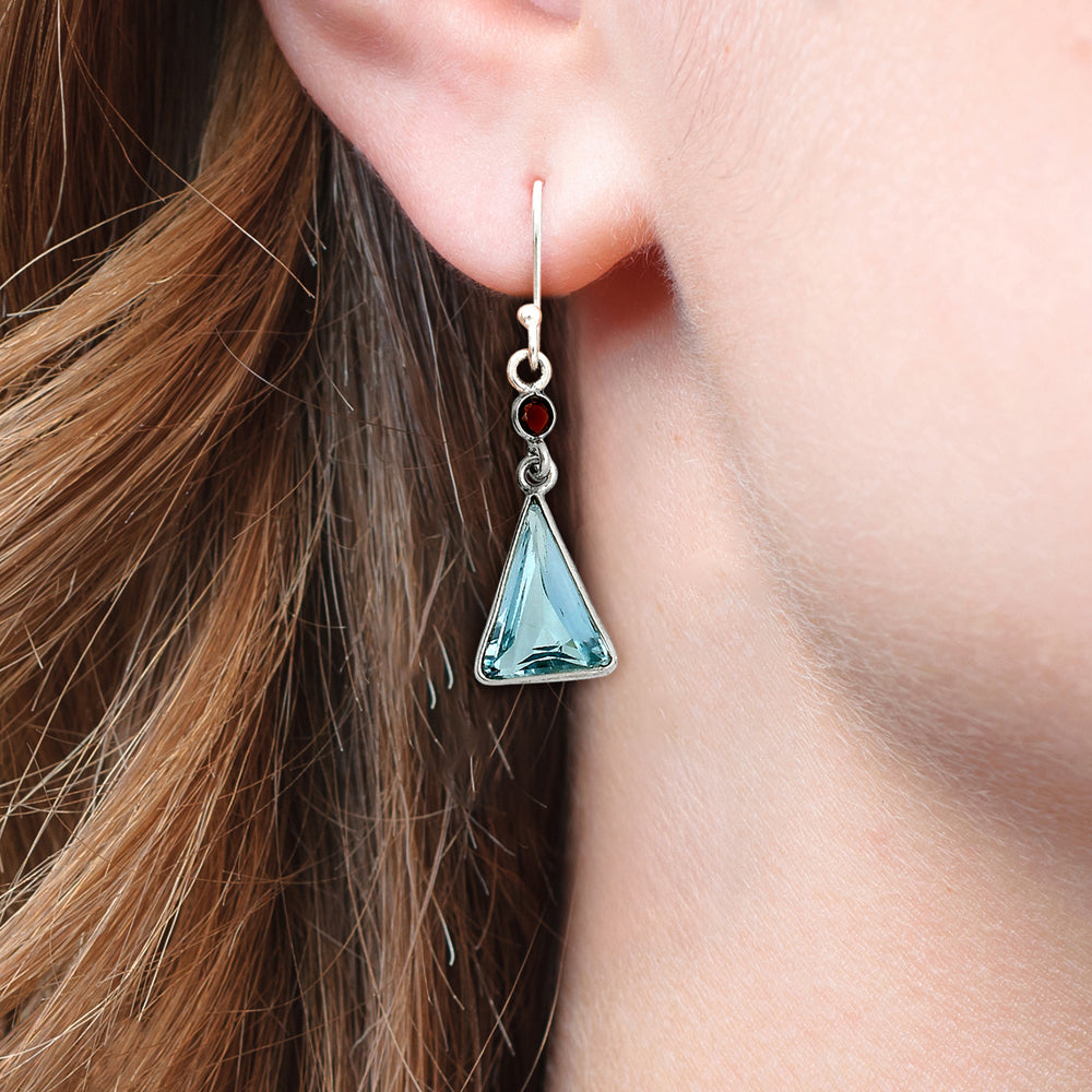 🔺 Natural Gemstones Trillion Shape 925 Sterling Silver Earrings