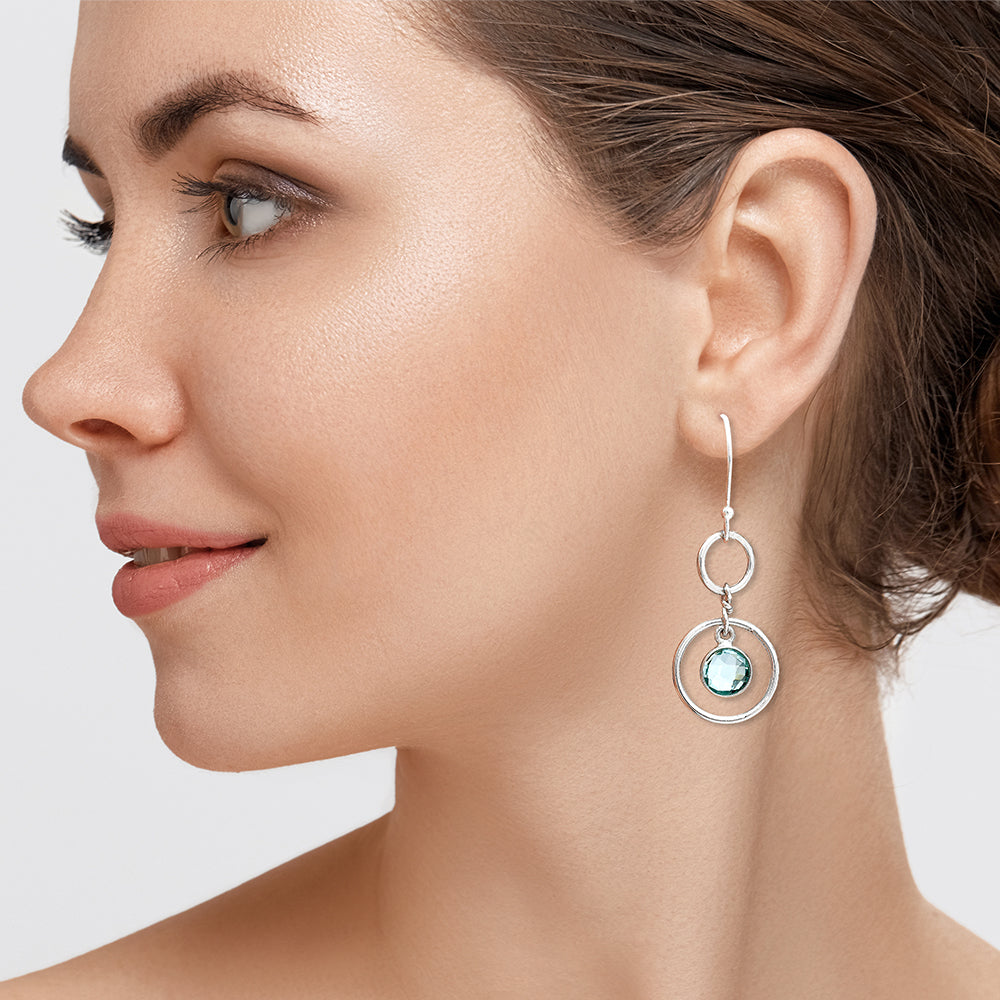 ⭕ Natural Gemstones Round Shape 925 Sterling Silver Earrings - Multi-Color Options