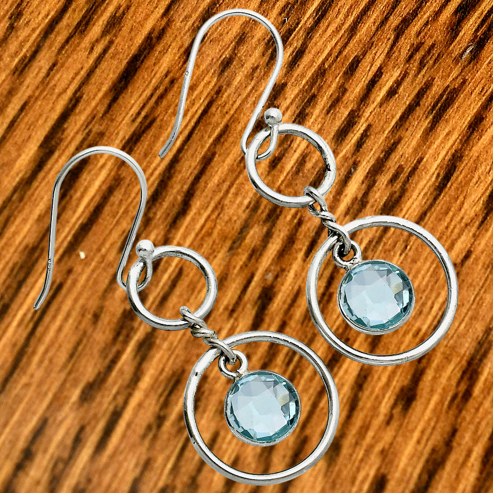 ⭕ Natural Gemstones Round Shape 925 Sterling Silver Earrings - Multi-Color Options