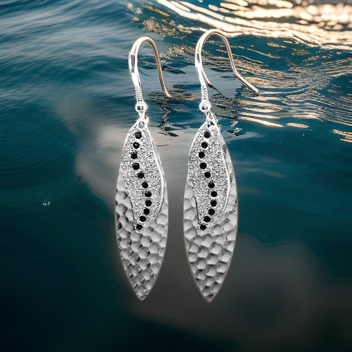 Navette Sun Rays Earrings - Urban Charm Black Crystal Statement Earrings