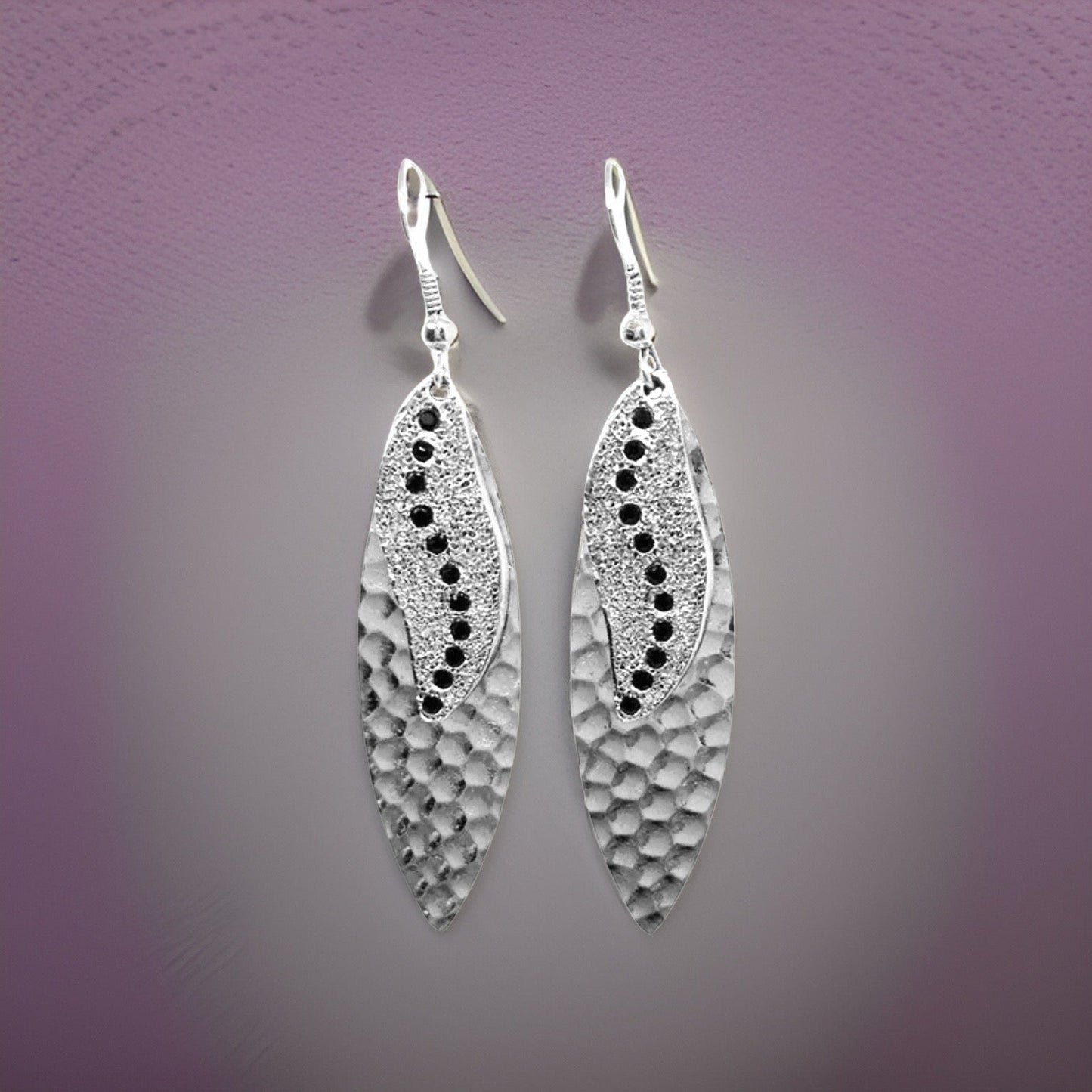 Navette Sun Rays Earrings - Urban Charm Black Crystal Statement Earrings