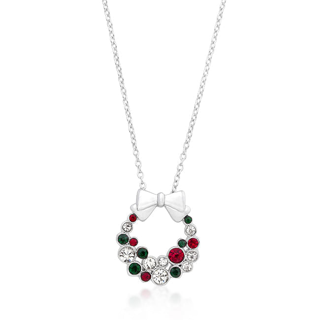 🎄 Festive Holiday Wreath Crystal Pendant - Classic Christmas Elegance