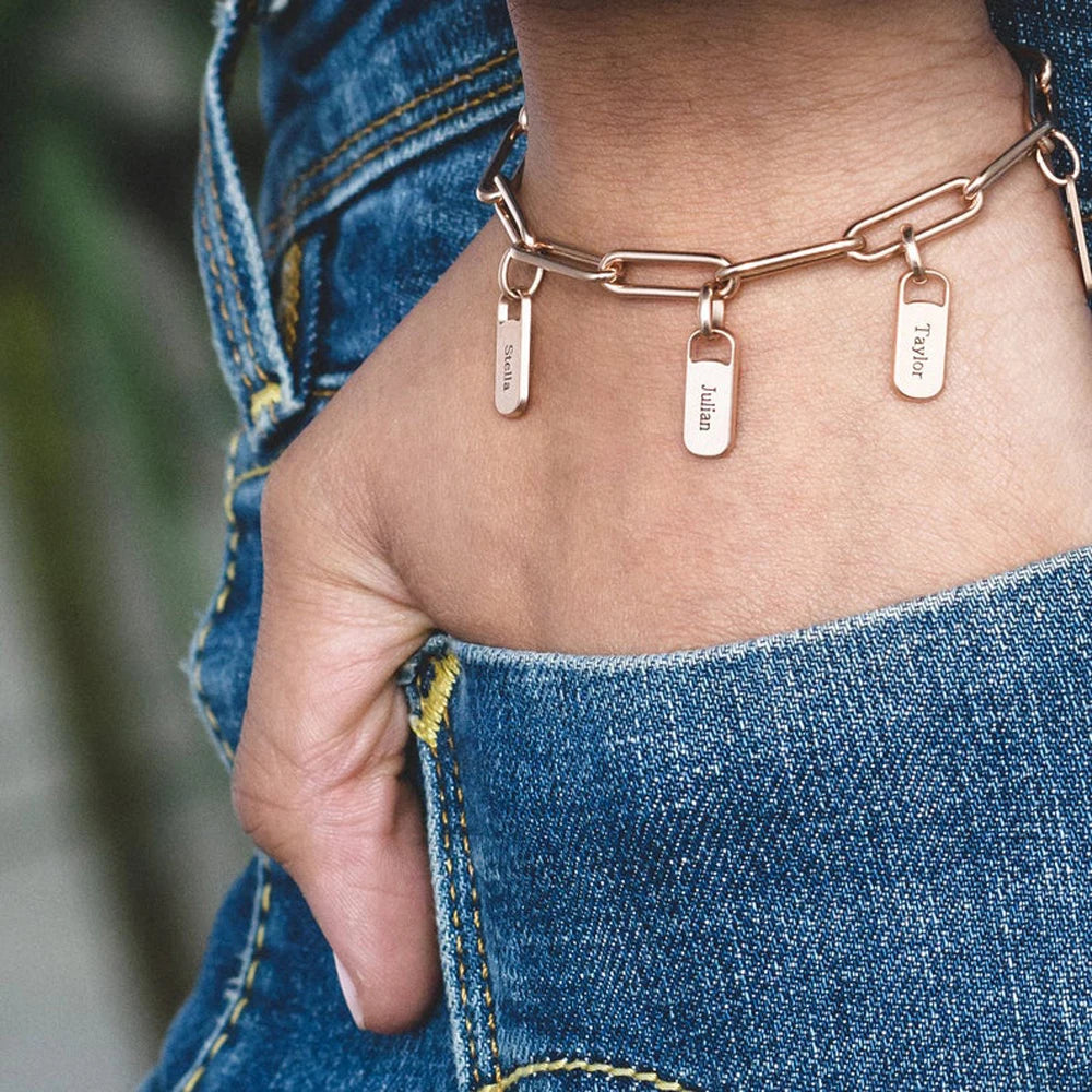 Custom Multiple Nameplate Pendant Bracelets Jewelry Gift