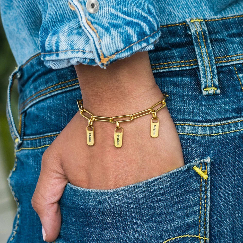 Custom Multiple Nameplate Pendant Bracelets Jewelry Gift