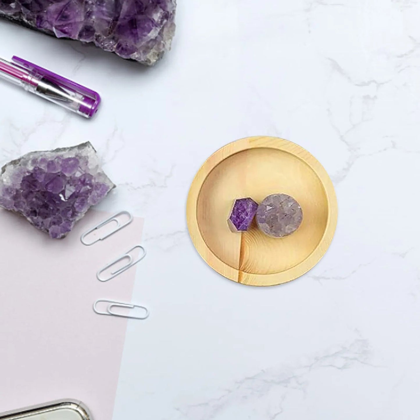 Crystal Display Wooden Sun & Moon Tray Decor For Jewels Stones