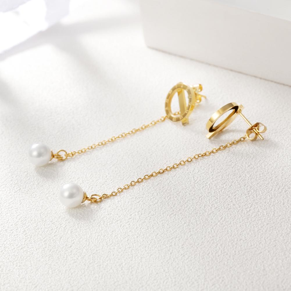 💎 Pearl Front/Back Dangle Earrings - Elegant Two-Way Style