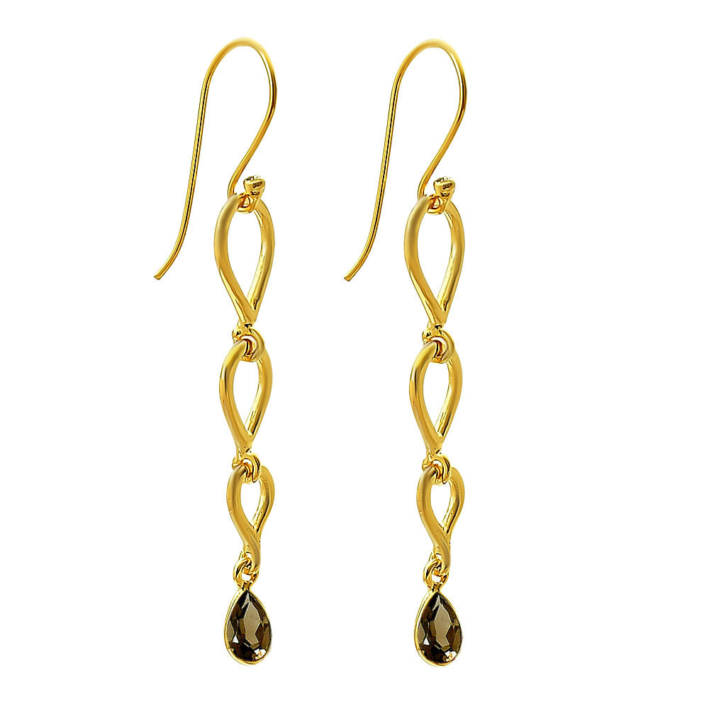 18K Gold Over Brass Natural Gemstones Pear Shape Earrings