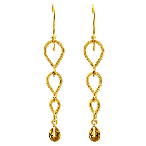 18K Gold Over Brass Natural Gemstones Pear Shape Earrings