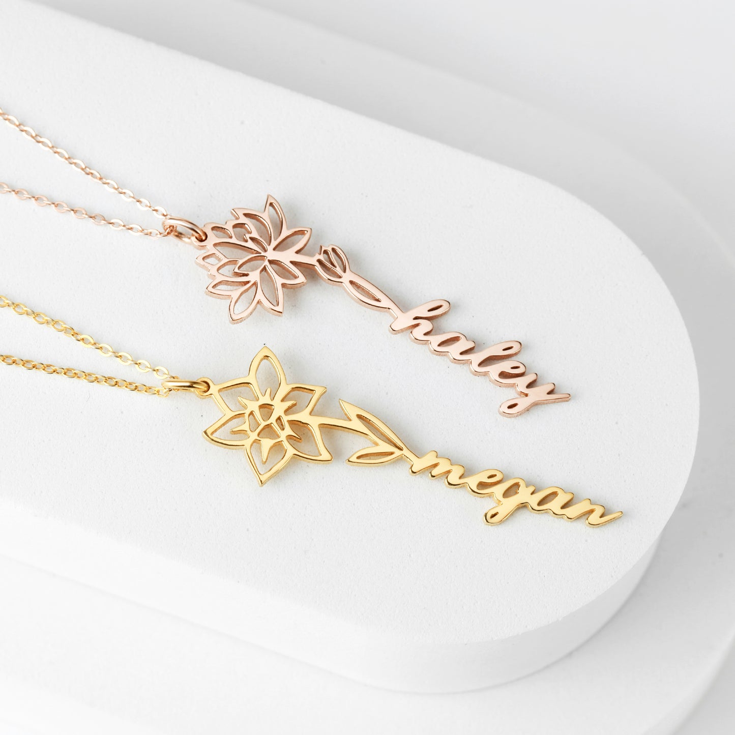 πΈ Birth Flower Name Necklace - Custom Floral Name Jewelry