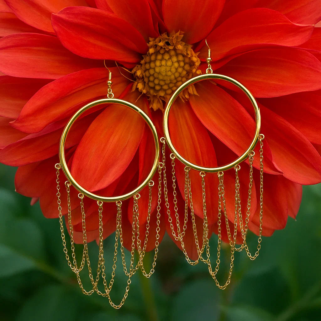 Chain Layered Fish Hook Chunky Earrings