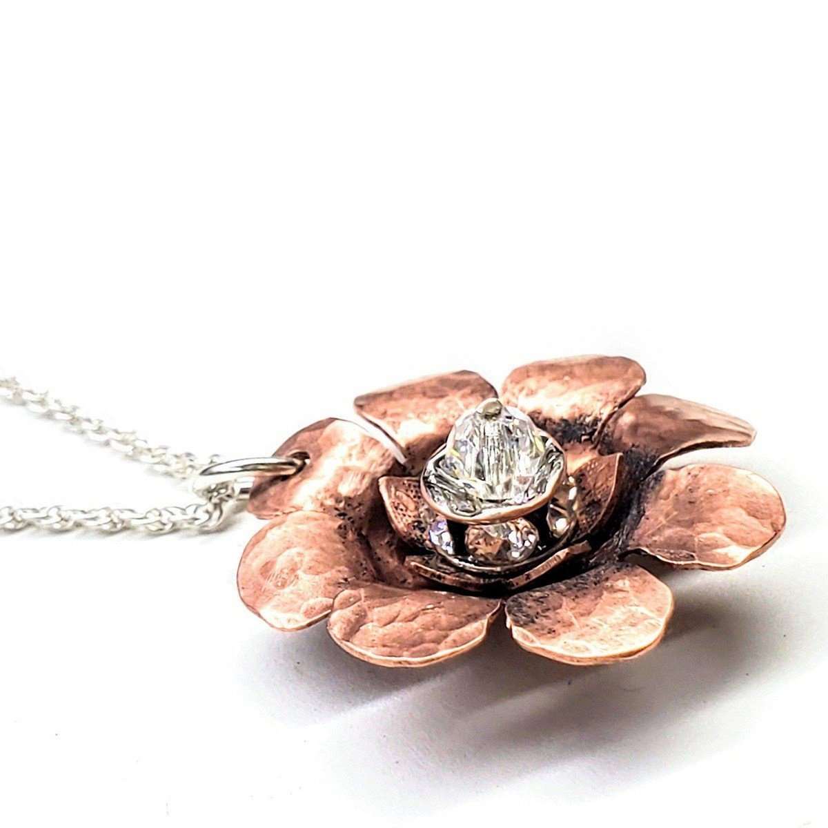 Copper Swarovski Crystal Flower Spinner Necklace - Original Alexa Martha Design