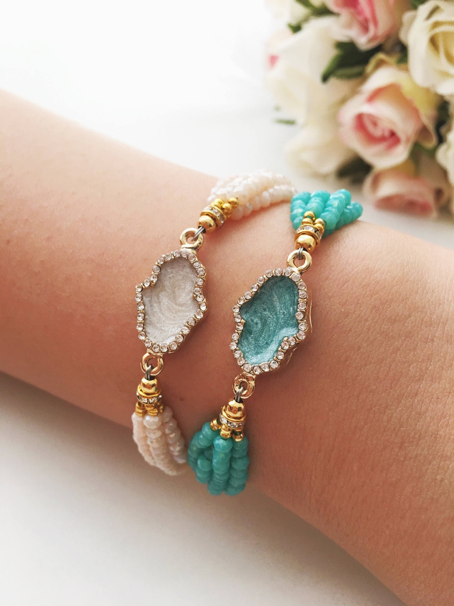 Hamsa Charm Bracelet, Seed Beads Bracelet, Lucky Bracelet