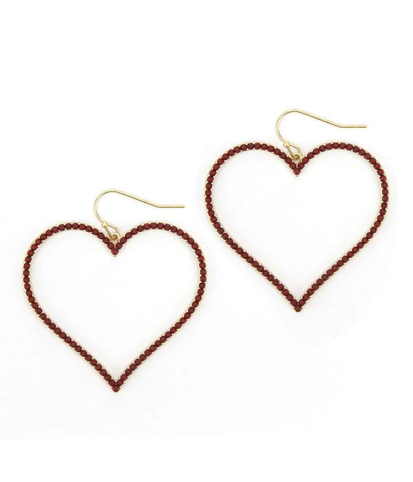❤️ Dark Red Seed Beads Heart Earrings - Handcrafted Love