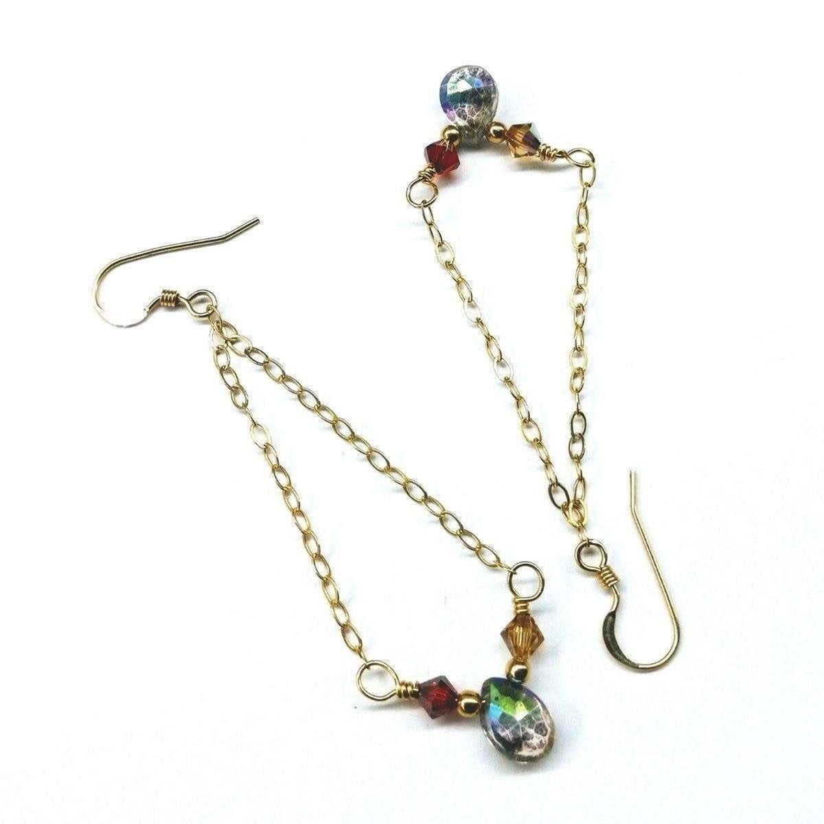 Mystic Rainbow Quartz Drop Gold Filled Earrings