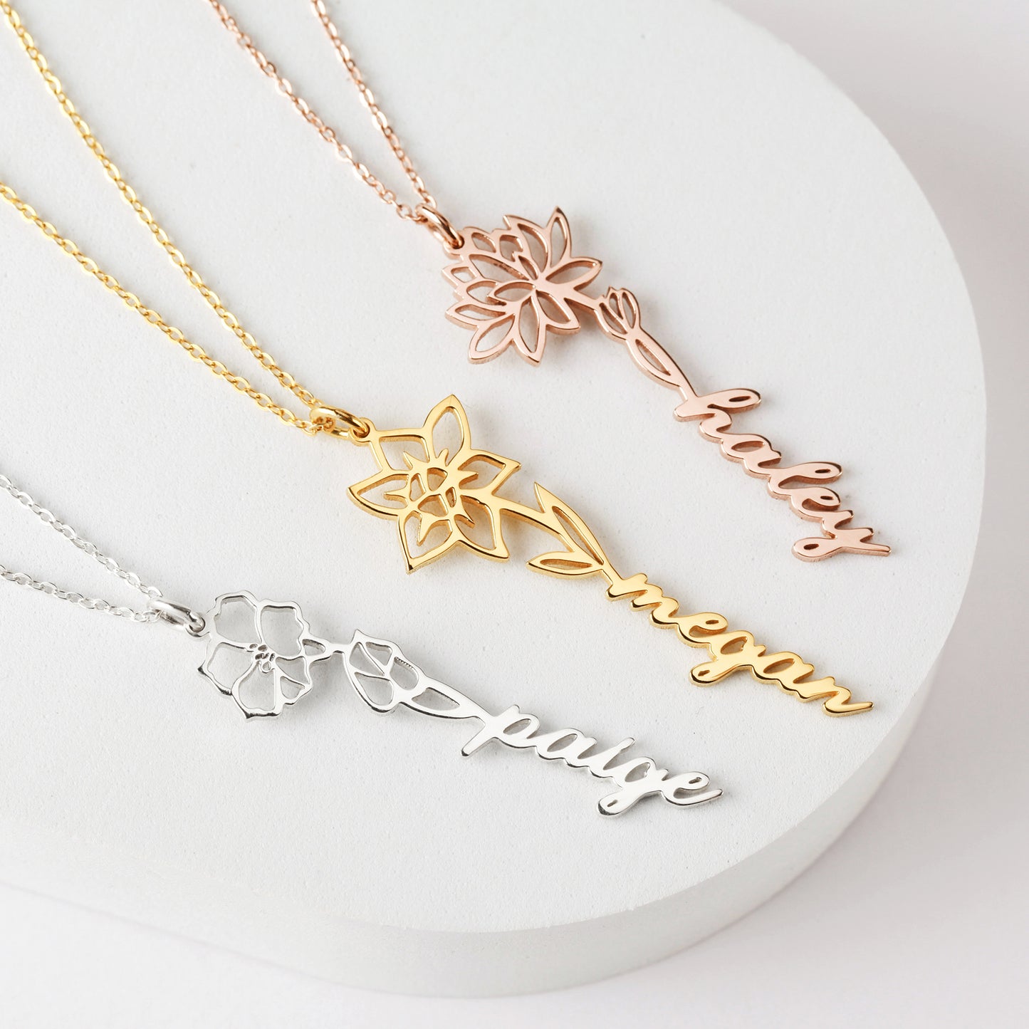 πΈ Birth Flower Name Necklace - Custom Floral Name Jewelry