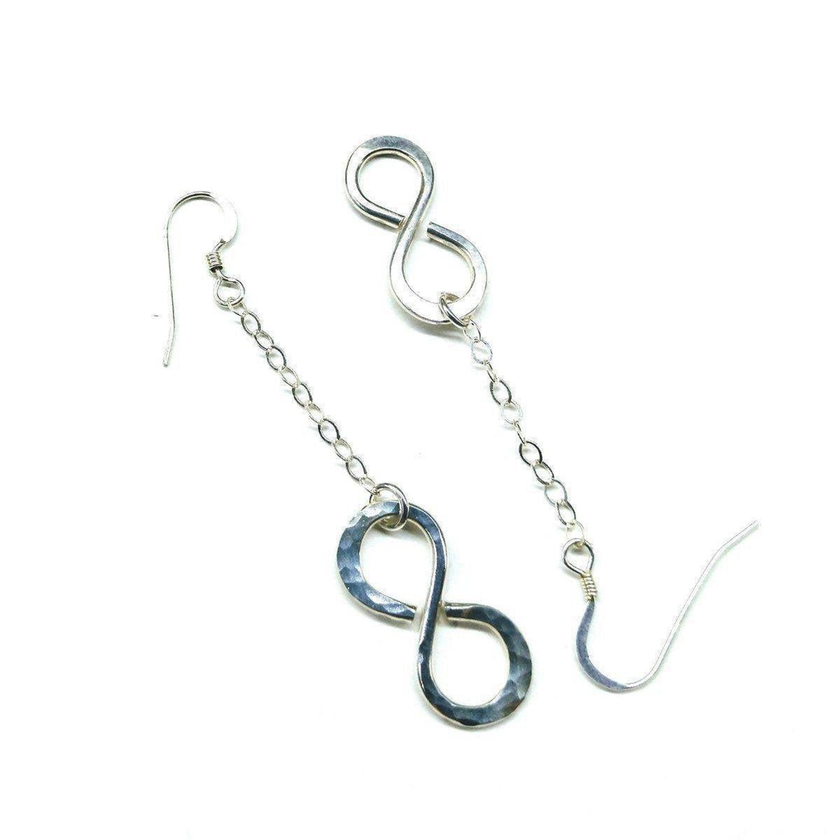 Sterling Silver Hammer Patterned Infinity Earrings - Handcrafted Montana Jewelry