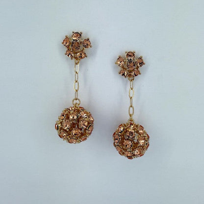 Rose Gold Rhinestones Drop Dangle Earrings