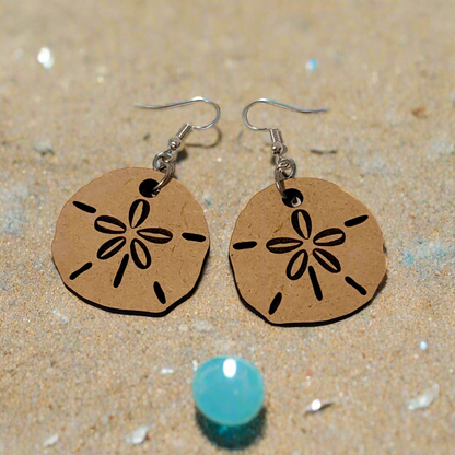Handmade Laser Cut Sand Dollar Dangle Earrings