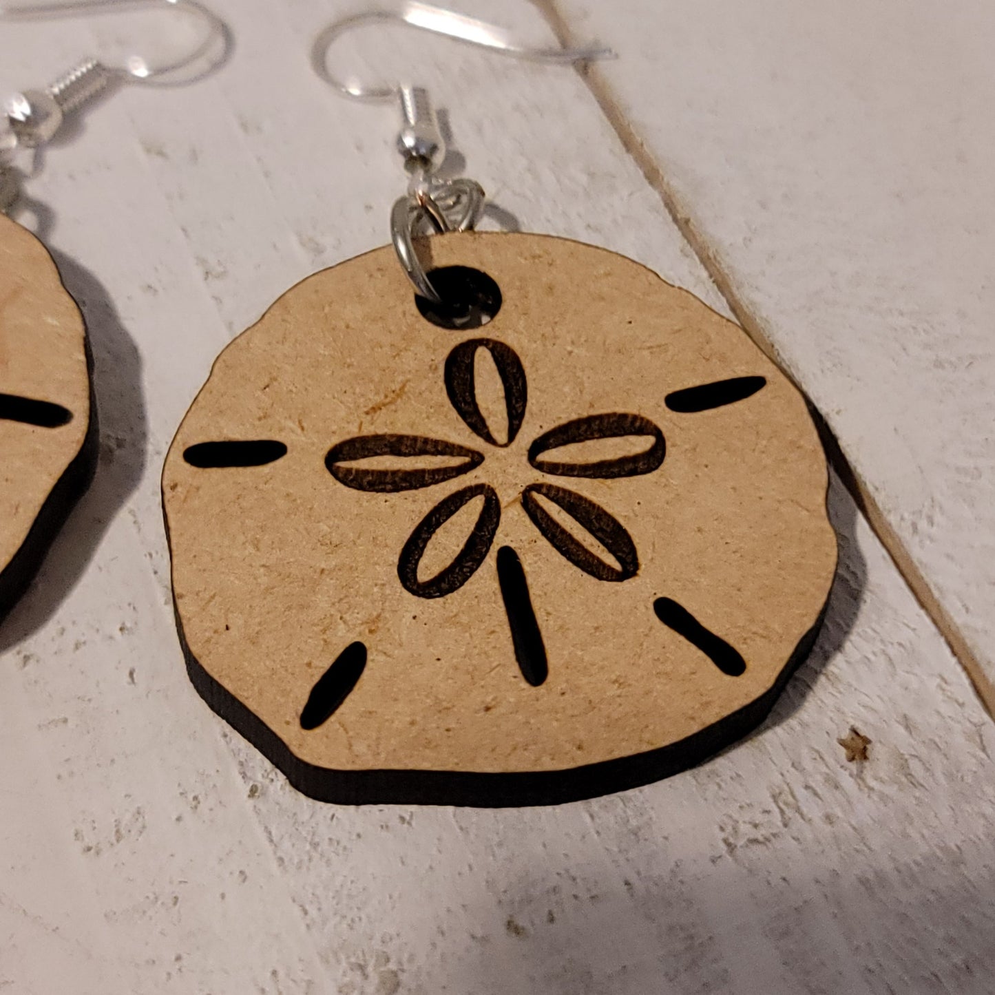 Handmade Laser Cut Sand Dollar Dangle Earrings