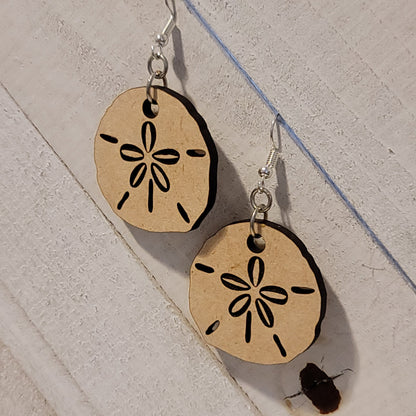 Handmade Laser Cut Sand Dollar Dangle Earrings