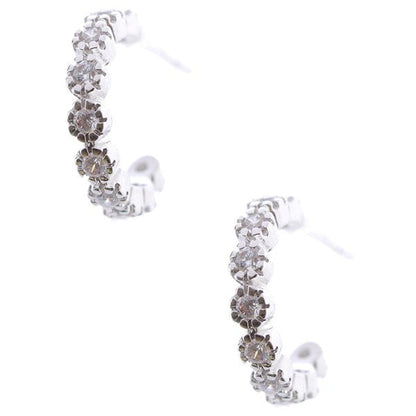 Half Hoop Cozy Cubic Zirconia Huggy Hoop Earrings