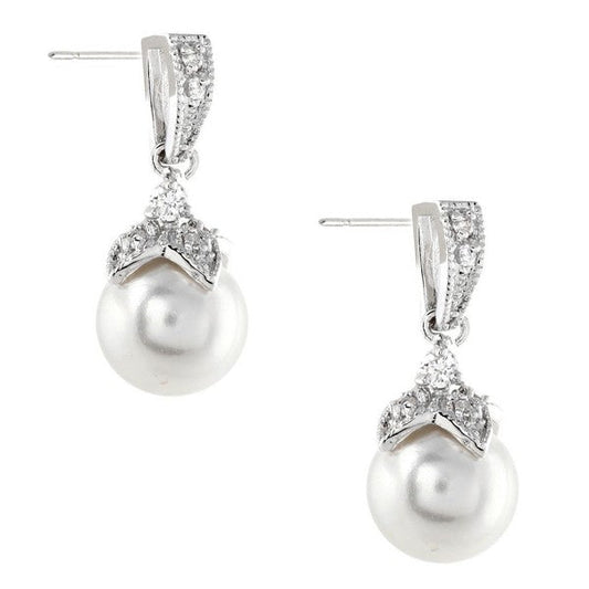 Baroque Pearl Drop Cubic Zirconia Dangle Earrings