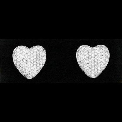 Shimmering Cubic Zirconia Heart Stud Earrings