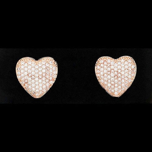 Shimmering Cubic Zirconia Heart Stud Earrings
