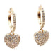 Heart Dangle Cubic Zirconia Mini Hoop Earrings