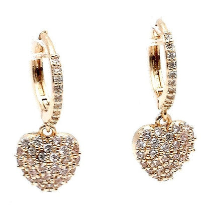 Heart Dangle Cubic Zirconia Mini Hoop Earrings