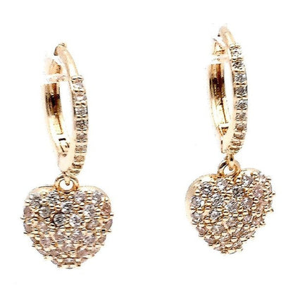 Heart Dangle Cubic Zirconia Mini Hoop Earrings