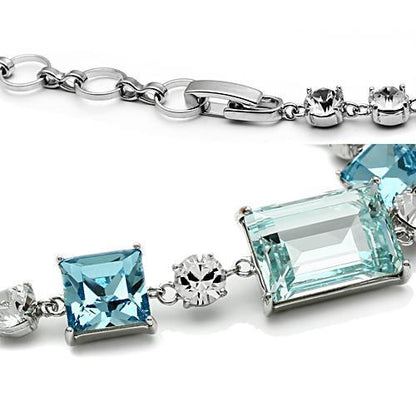Sea Blue Crystal Bracelet - Ocean Elegance in Rhodium