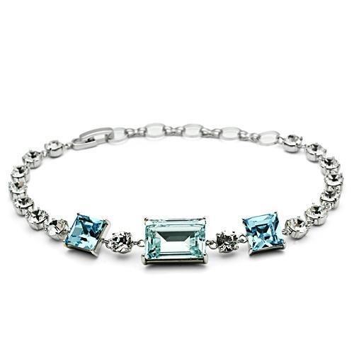 Sea Blue Crystal Bracelet - Ocean Elegance in Rhodium