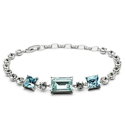 Sea Blue Crystal Bracelet - Ocean Elegance in Rhodium
