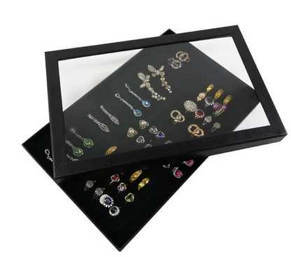 100 Slots Jewelry Ring Display Organizer Tray Holder Earrings Storage