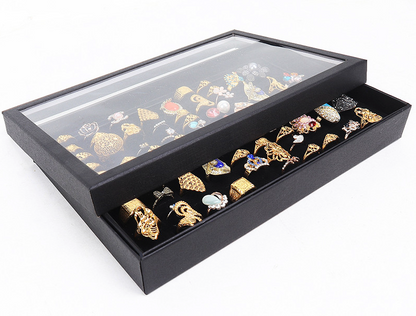 100 Slots Jewelry Ring Display Organizer Tray Holder Earrings Storage