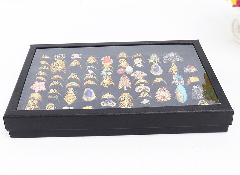 100 Slots Jewelry Ring Display Organizer Tray Holder Earrings Storage