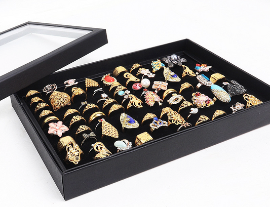 100 Slots Jewelry Ring Display Organizer Tray Holder Earrings Storage