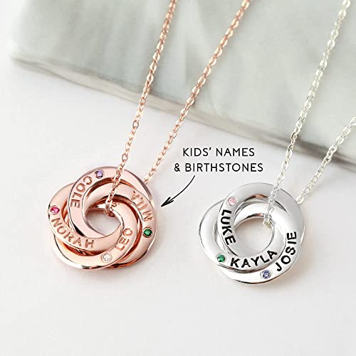 Interlocking Circles Mom Necklace with Names & Birthstones