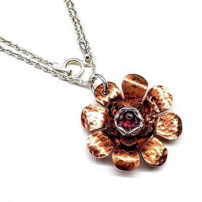 Copper Swarovski Crystal Flower Spinner Necklace - Original Alexa Martha Design