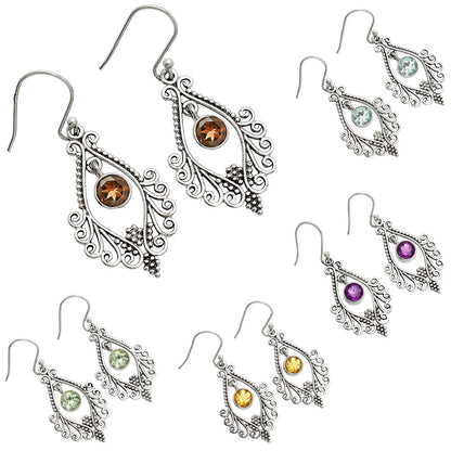 Victorian Filigree Natural Gemstone Earrings