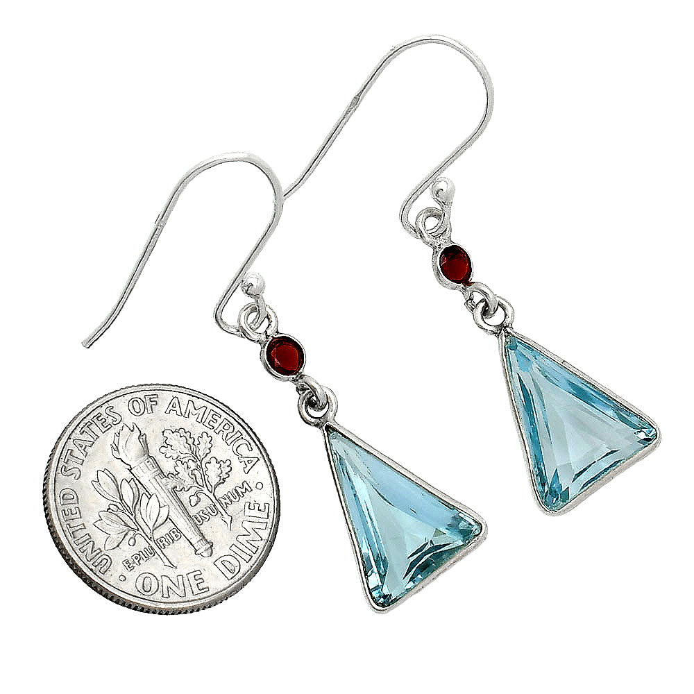 🔺 Natural Gemstones Trillion Shape 925 Sterling Silver Earrings