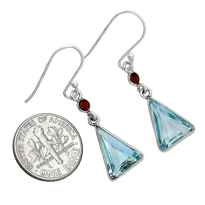 🔺 Natural Gemstones Trillion Shape 925 Sterling Silver Earrings