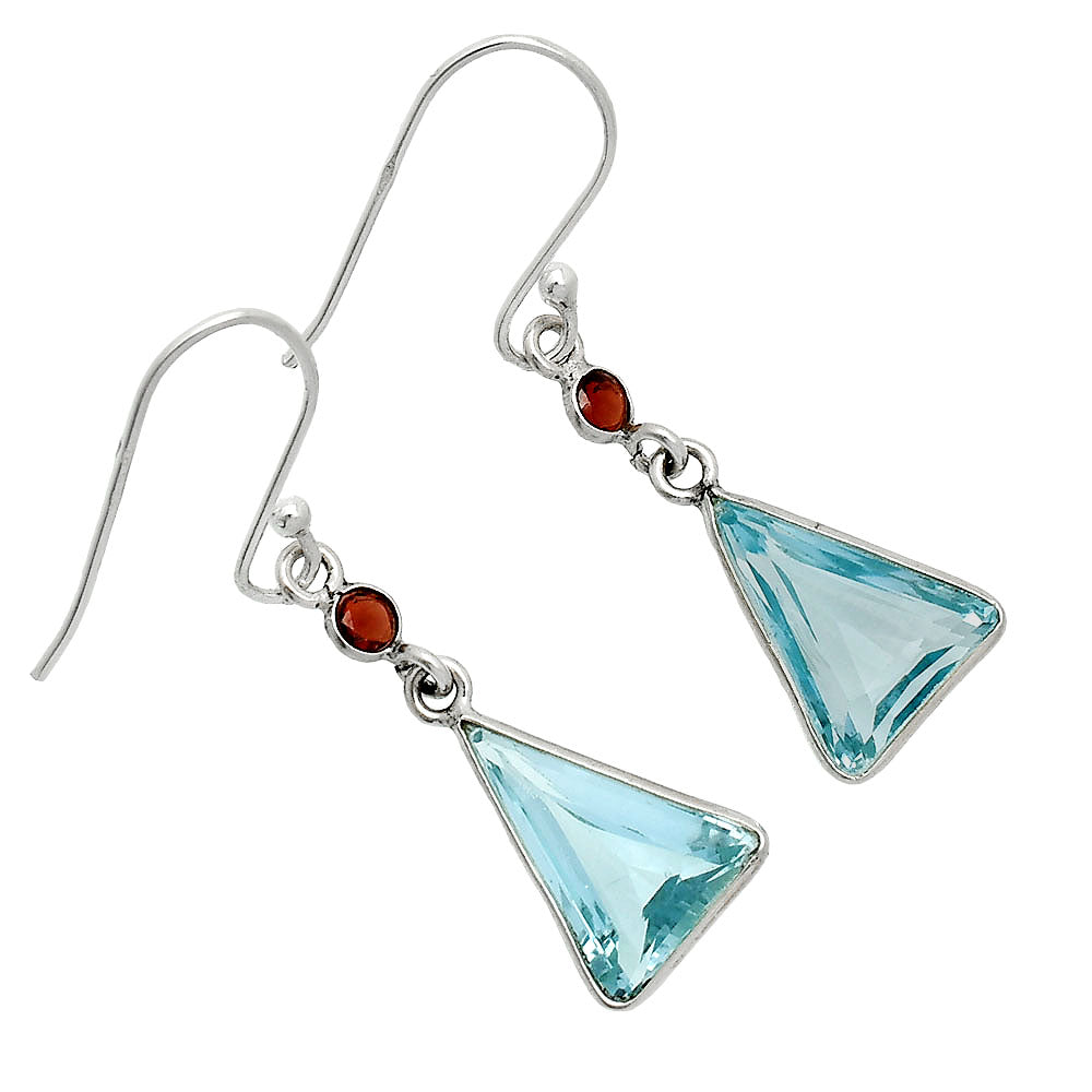🔺 Natural Gemstones Trillion Shape 925 Sterling Silver Earrings