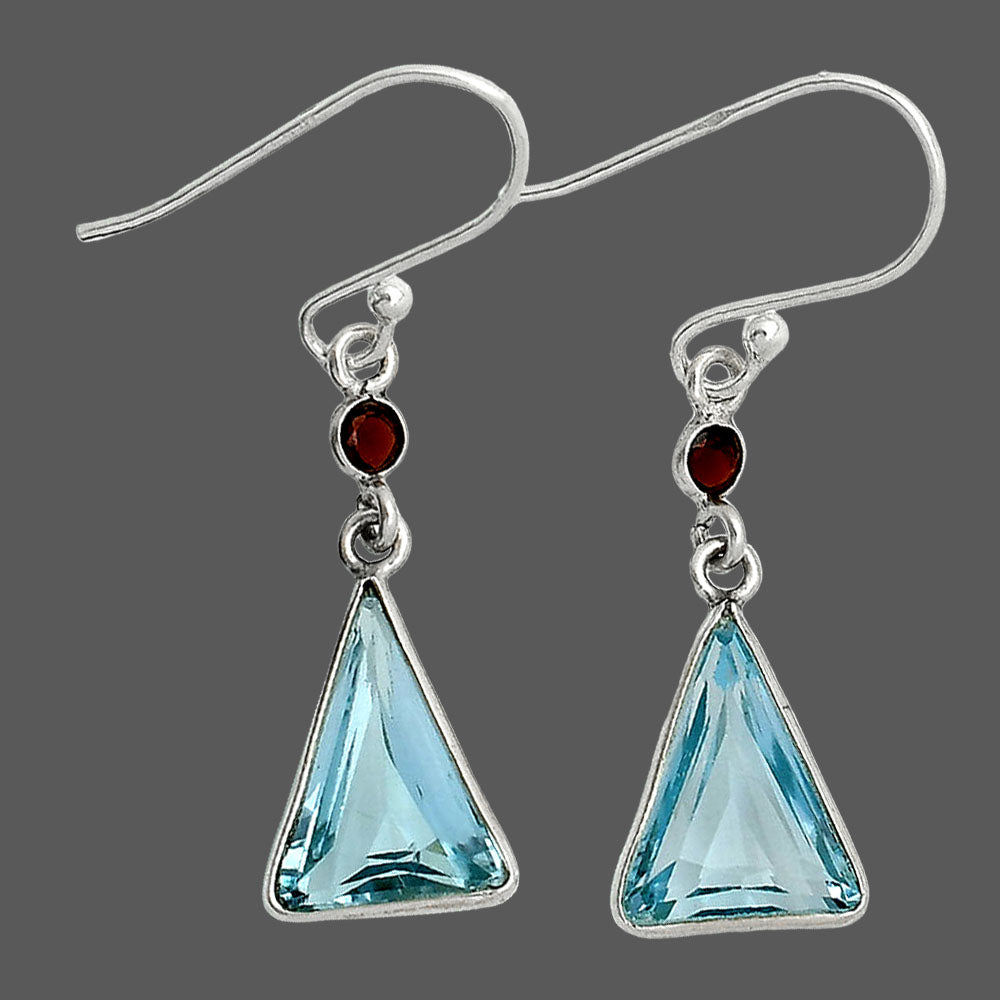 🔺 Natural Gemstones Trillion Shape 925 Sterling Silver Earrings