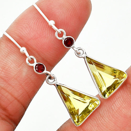 🔺 Natural Gemstones Trillion Shape 925 Sterling Silver Earrings